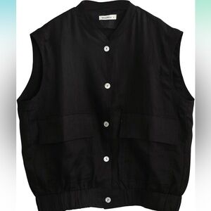 Black linen vest